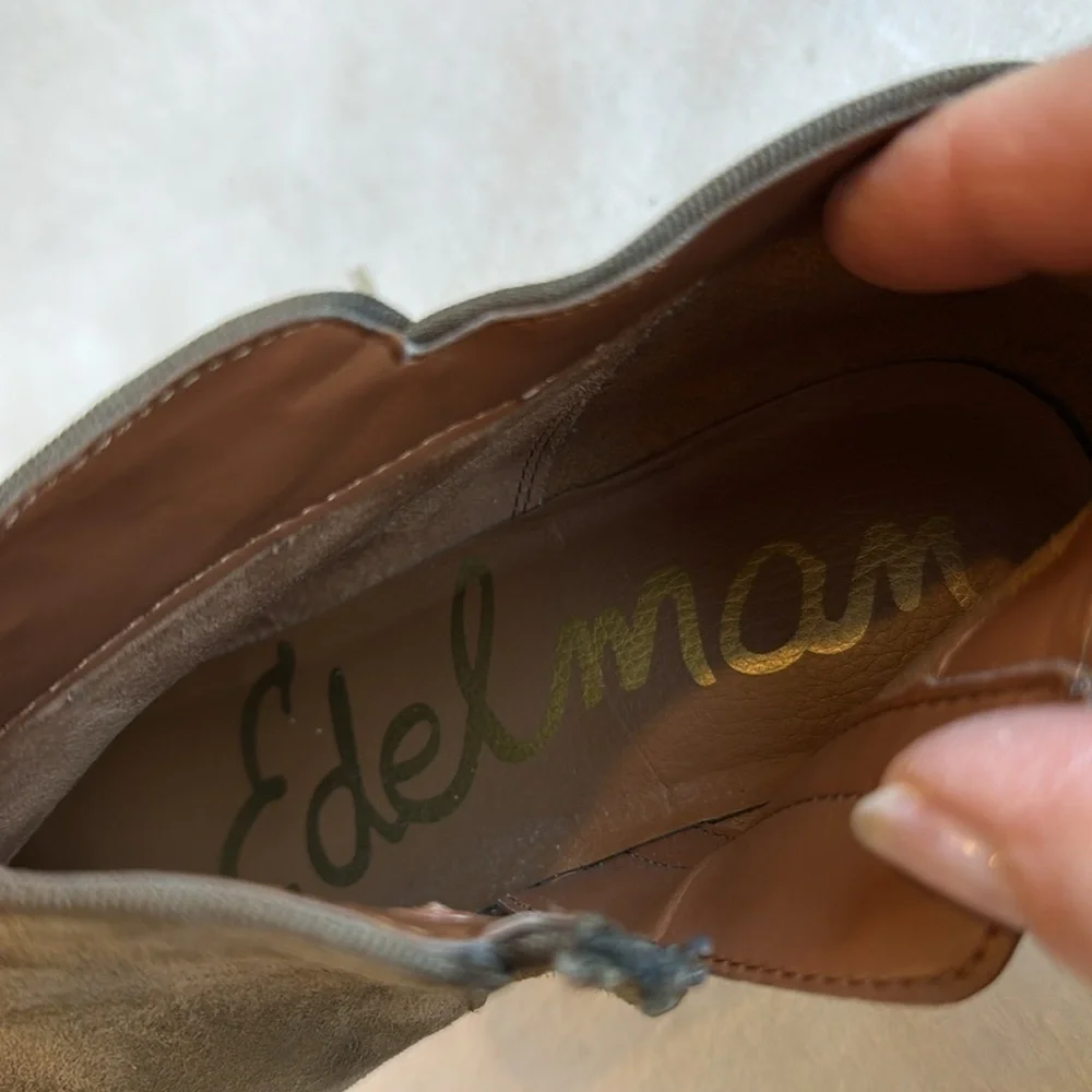 Sam Edelman Leather Suede Ankle Booties in Olive Green/ Gray size 8